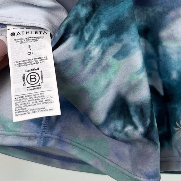 NEW Athleta Conscious Crop Racerback Tie Dye Printed Sports Bra Tank - Picture 4 of 7